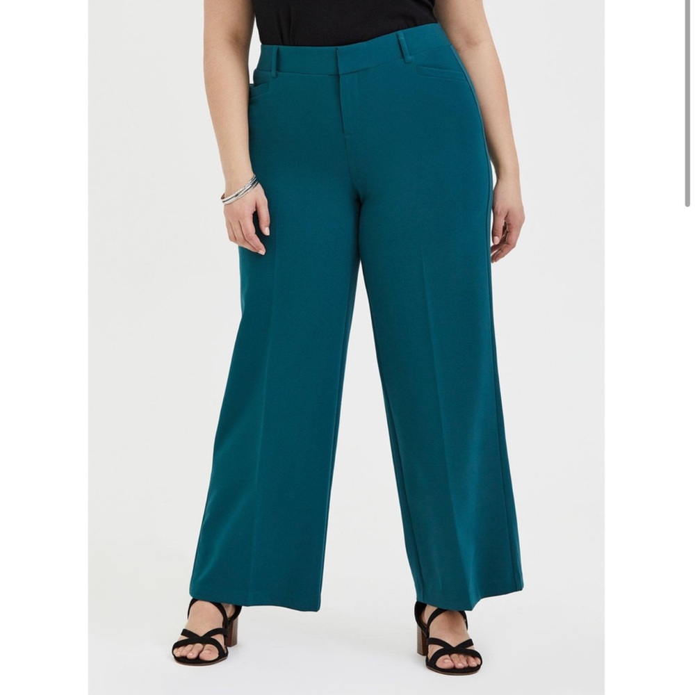 Wide-Leg Teal Women’s Dress Pants